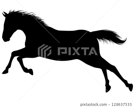 Silhouette of a running horse 128637533