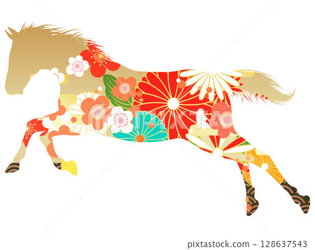 Silhouette of a running horse Silhouette of a running horse 128637543