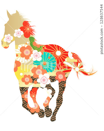 Silhouette of a running horse Silhouette of a running horse 128637544