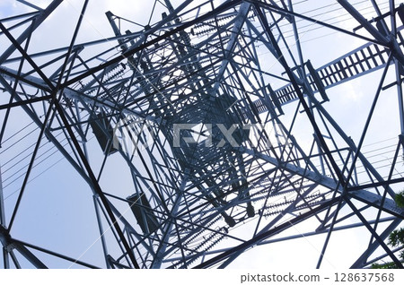 Tower seen from directly below 128637568