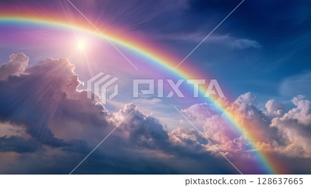 絢麗夜空中的彩虹 128637665