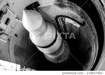 View of the Delta-09 Minuteman Missile Silo in the barren landscape of South Dakota 128637803