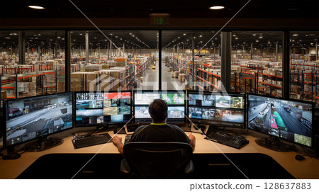 An administrator checks the inside of an all-weather logistics center An administrator checks the inside of an all-weather logistics center 128637883