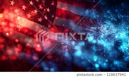 American Independence Day night sky 128637941