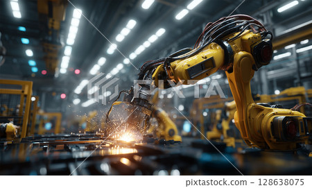 機器人焊接機工廠變焦鏡頭 機器人焊接機工廠變焦鏡頭 128638075