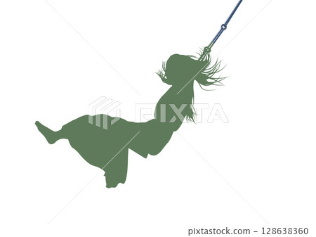 Young woman silhouette on a swing Young woman silhouette on a swing 128638360