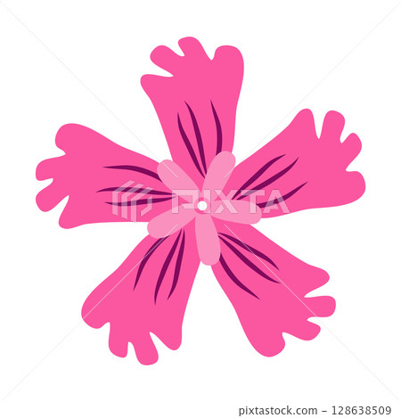 Wild and garden flowers, leaves. Modern vector botanical illustrations in trendy bright colors on white background. hand drawn floral design elements 128638509