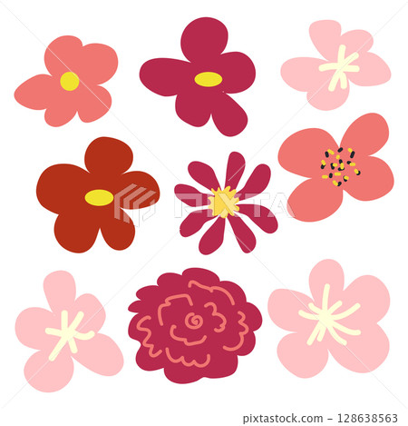 Set of hand drawn floral design elements, abstract shapes. Set of hand drawn floral design elements, abstract shapes. 128638563