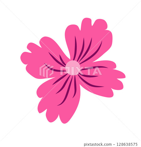 Wild and garden flowers, leaves. Modern vector botanical illustrations in trendy bright colors on white background. hand drawn floral design elements 128638575