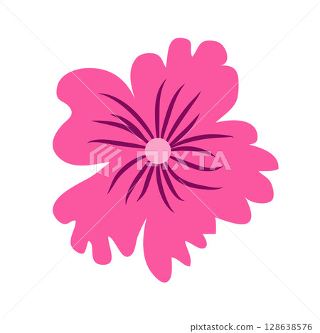 Wild and garden flowers, leaves. Modern vector botanical illustrations in trendy bright colors on white background. hand drawn floral design elements 128638576