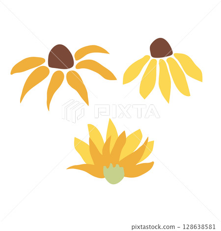 Set of hand drawn floral design elements, abstract shapes. 128638581