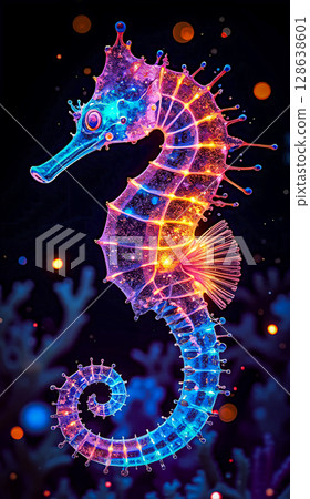 Beautiful seahorse. Close-up of an isolated seahorse. Beautiful seahorse. Close-up of an isolated seahorse. 128638601