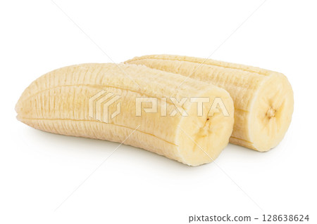 peeled banana isolated on white background 128638624