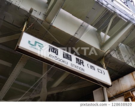 JR東日本「兩國站」西口站名顯示 JR東日本「兩國站」西口站名顯示 128638920