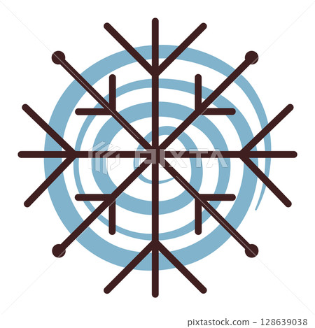 Groovy snowflake, winter season icon in brown and blue colors Groovy snowflake, winter season icon in brown and blue colors 128639038
