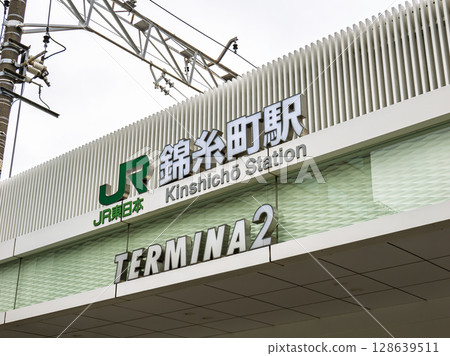 JR東日本「錦糸町站」北口站名顯示 JR東日本「錦糸町站」北口站名顯示 128639511