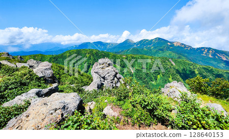 Climbing Mt. Myoko in summer (view of Mt. Yakeyama and Mt. Hiuchiyama from the top of the northern peak) 128640153