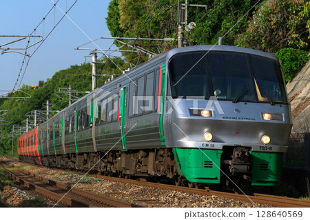 JR Kyushu's 783 series express train Midori Huis Ten Bosch 128640569