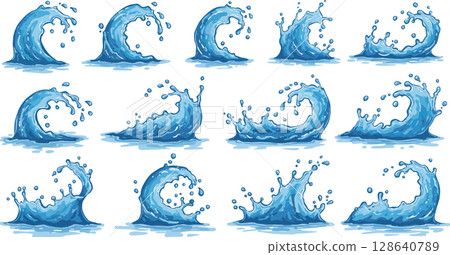 set of wave flowing water wave 128640789