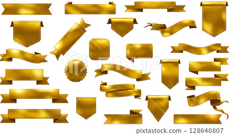 set of golden ribbons 128640807