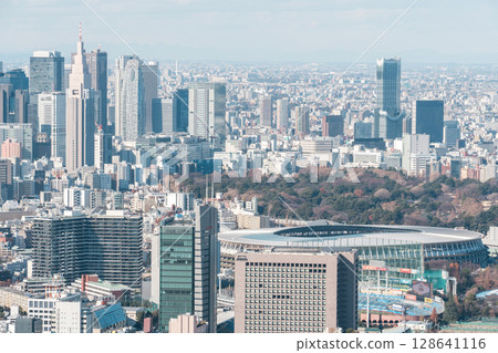 Skyscrapers, cityscape, urban area of Tokyo 128641116