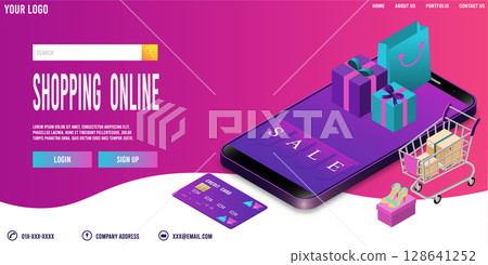 Landing page template concept of shopping online 128641252