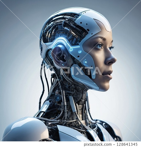 Female AI Cyborg 128641345
