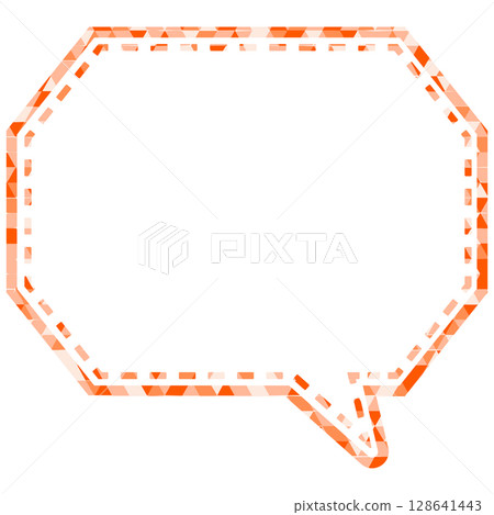 Stained glass style speech bubble, triangular pattern, octagonal shape with corners Stained glass style speech bubble, triangular pattern, octagonal shape with corners 128641443