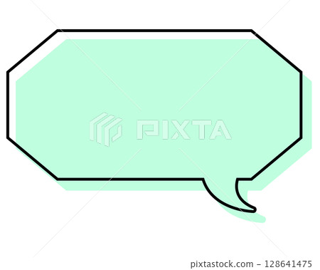 A simple, misaligned speech bubble in a long, octagonal shape A simple, misaligned speech bubble in a long, octagonal shape 128641475
