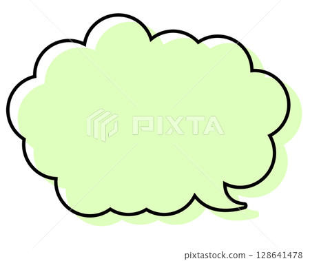 A simple speech bubble with misaligned lines and a rounded cloud shape 128641478