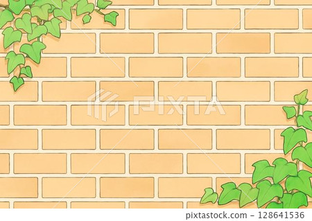 Background material ・ Ivy and brick wall 128641536