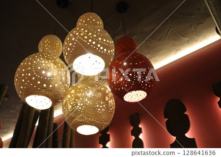 Stylish and eyecatching Hanging Pendant Lights are perfect for enhancing Modern Interiors 128641636