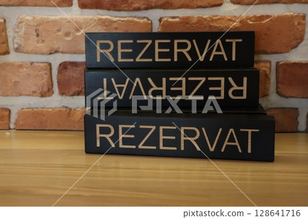 Stylish Reserved Signs beautifully displayed on a charming and rustic background setting Stylish Reserved Signs beautifully displayed on a charming and rustic background setting 128641716