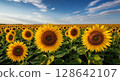 Sunflower blooming towards the sun 128642107