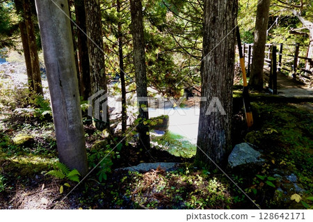 Himebuchi: A famous spot on the way to Akazawa Natural Recreation Forest, Agematsu Town, Kiso District, Nagano Prefecture 128642171