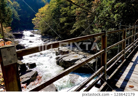Himebuchi: A famous spot on the way to Akazawa Natural Recreation Forest, Agematsu Town, Kiso District, Nagano Prefecture 128642179
