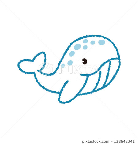 Crayon illustration of a whale 128642341