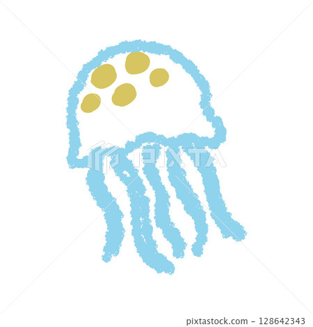 Crayon illustration of a jellyfish 128642343