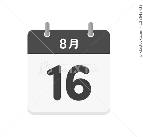 August 16th daily calendar icon - Illustration material of a Japanese calendar with the date 8/16 128642432