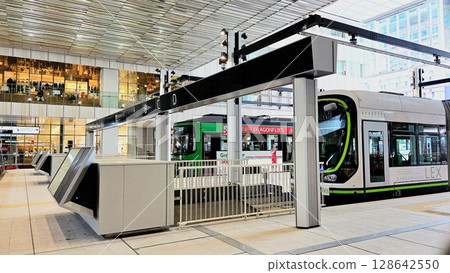 A new tram line stops at Hiroshima Station 128642550