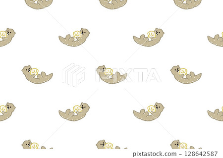 Vector seamless pattern of cute sea otters drawn with crayons Vector seamless pattern of cute sea otters drawn with crayons 128642587