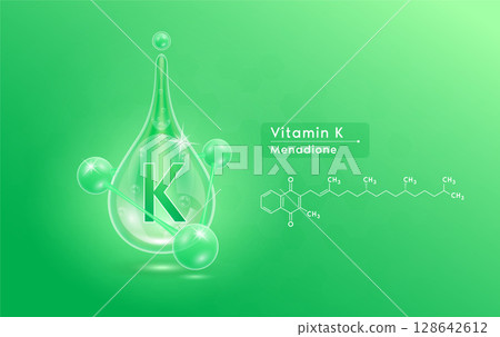 Serum skincare transparent water drops vitamin K green and structure. Moisturizer collagen with molecule glittering and bubbles hyaluronic acid. For ad for beauty cosmetics. Realistic 3d vector. Serum skincare transparent water drops vitamin K green and structure. Moisturizer collagen with molecule glittering and bubbles hyaluronic acid. For ad for beauty cosmetics. Realistic 3d vector. 128642612