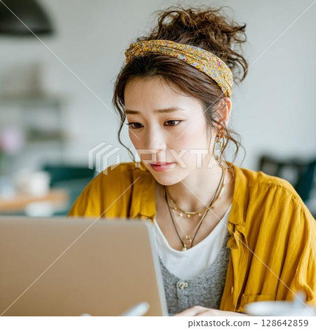 看電腦的女人 128642859
