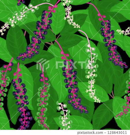 Wildflower, pokeweed seamless pattern 128643011