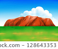 A view of Uluru Ayers Rock under blue skies 128643353