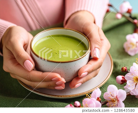 優雅指尖:梅花指甲與抹茶打造的日式美 優雅指尖:梅花指甲與抹茶打造的日式美 128643580