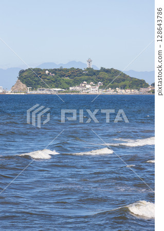 View of Enoshima from Shichirigahama, Shonan View of Enoshima from Shichirigahama, Shonan 128643786