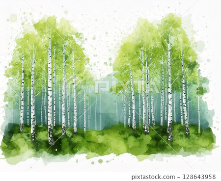 watercolor forest 128643958