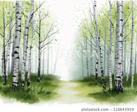 watercolor forest 128643959