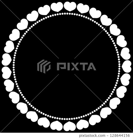 白色可愛圓形心形框架 128644156